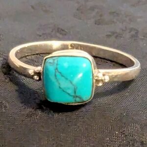 Rutilated turquoise Stone 925 Solid Sterling Silver Ring Size 8